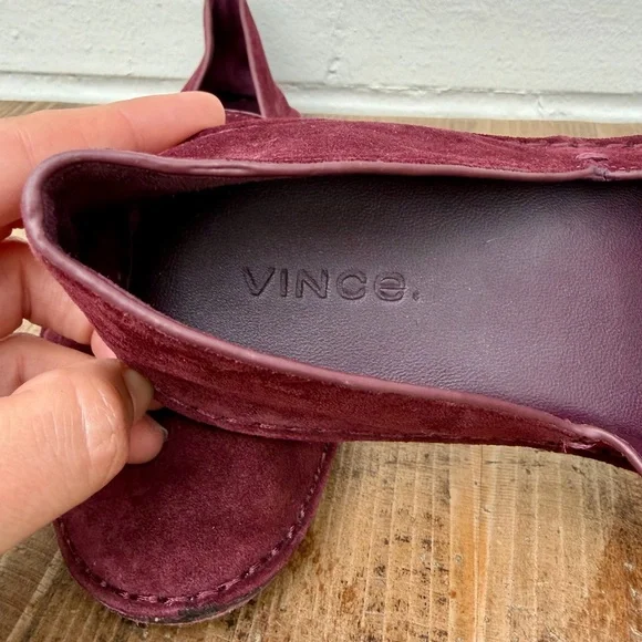 Vince Finola Almond Toe d'Orsay Flats in Burgundy Suede, SZ 8 NWOB - Picture 7 of 10